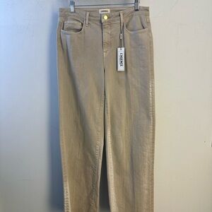 L'AGENCE Scottie High Rise Wide Leg Jean Biscuit